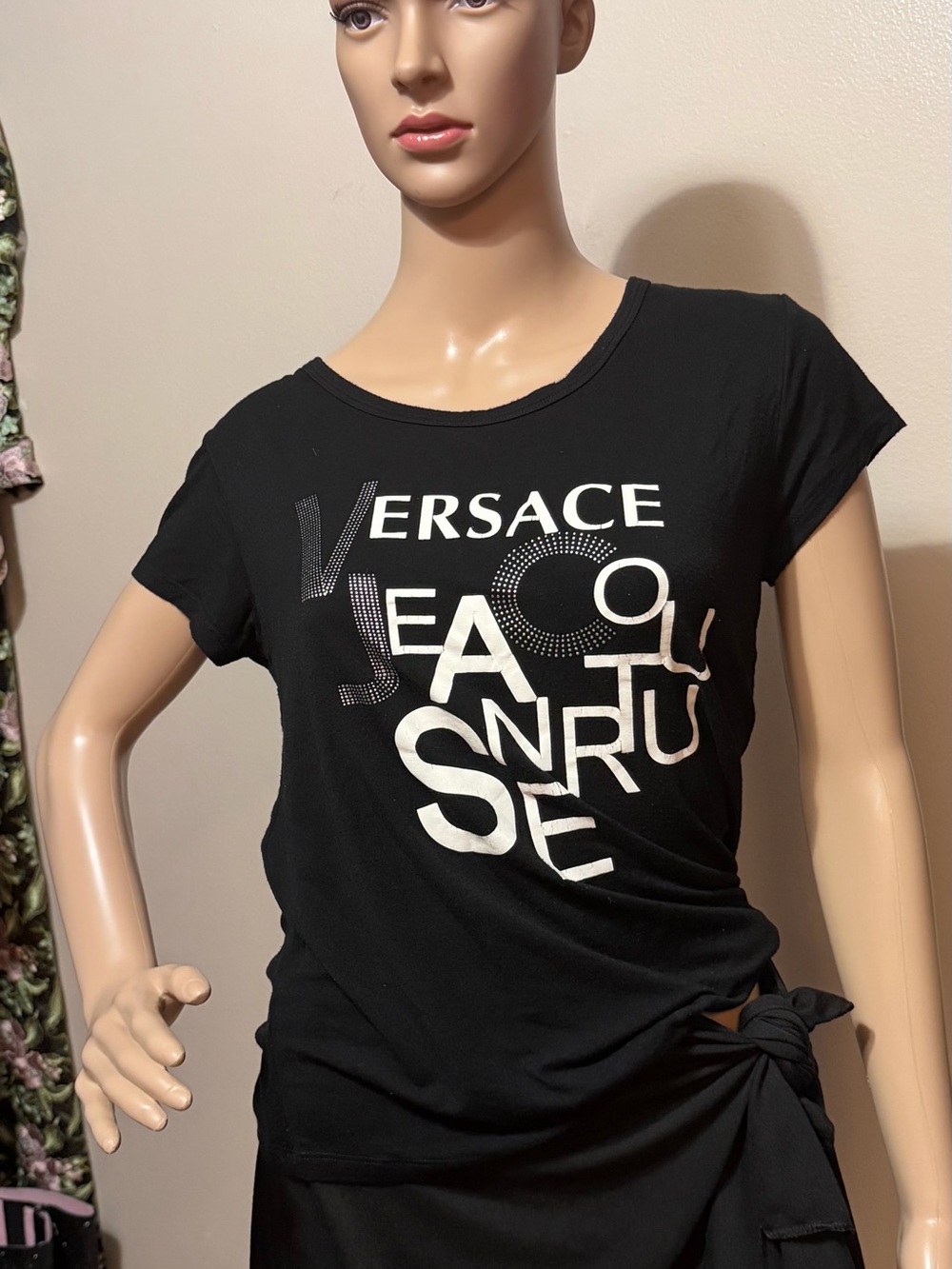 NWOT Versace Jeans Couture T-Shirt with Crystal Embellished Logo Design